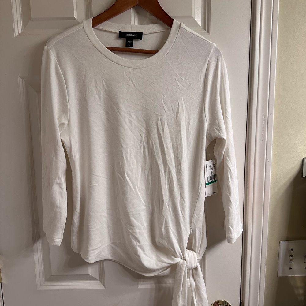 Karen Kane Women's White Tie-Front Top